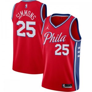 Ben Simmons Philadelphia 76ers Jordan Brand 2020/21 Swingman Striking Jersey Statement Edition Red