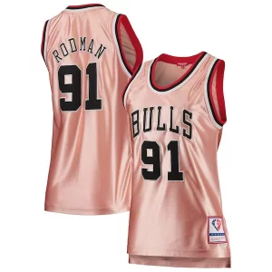 Dennis Rodman Chicago Bulls Women's 75th Anniversary Rose Gold 1997 Delightful Swingman Jersey Pink