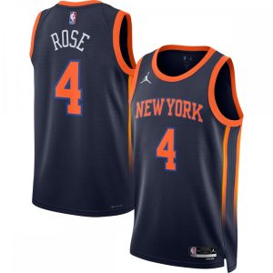 Derrick Rose New York Knicks Jordan Brand 2022/23 Statement Stunning Edition Swingman Jersey Navy