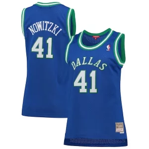Dirk Nowitzki Dallas Mavericks Women's Hardwood Classics Swingman Stylish Jersey Blue