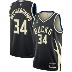 Giannis Antetokounmpo Milwaukee Bucks Jordan Brand 2022/23 Statement Edition Swingman Jersey Amazing Black