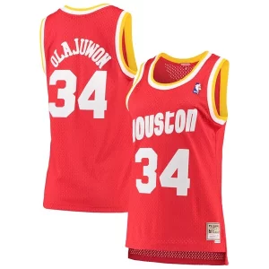 Hakeem Olajuwon Houston Rockets Women's 1993/94 Hardwood Classics Swingman Top - notch Jersey Red/Navy