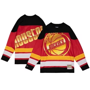 Houston Rockets Stylish Women's Hardwood Classics Big Face 4.0 Hockey Jersey Red