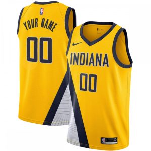 Indiana Pacers Dashing Nike 2019/20 Custom Swingman Jersey Yellow Statement Edition