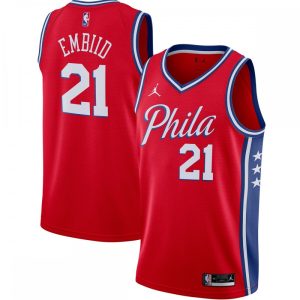 Joel Stunning Embiid Philadelphia 76ers Jordan Brand 2020/21 Swingman Jersey Statement Edition Red