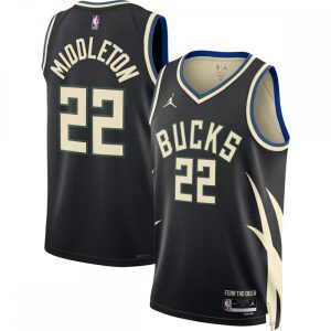 Khris Impressive Middleton Milwaukee Bucks Jordan Brand 2022/23 Statement Edition Swingman Jersey Black
