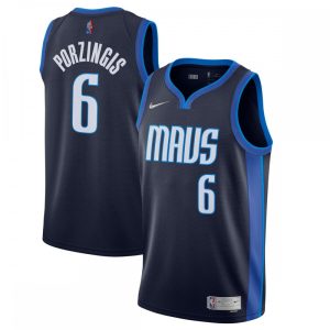 Kristaps Porzingis Dallas Mavericks Nike 2020/21 Swingman Phenomenal Player Jersey Navy Earned Edition