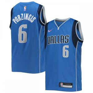 Kristaps Porzingis Dallas Mavericks Nike Youth 2021/22 Diamond Swingman Jersey Icon Premium Edition Blue