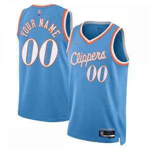 LA Clippers Nike 2021/22 Swingman Custom Jersey City Enchanting Edition Light Blue