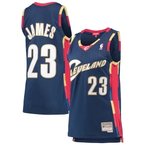 LeBron James Cleveland Cavaliers Exquisite Women's Hardwood Classics Swingman Jersey Navy