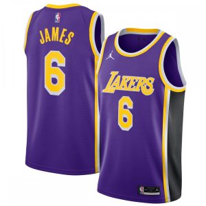 LeBron James Los Angeles Lakers Jordan Brand 2021/22 Premium #6 Swingman Player Jersey Purple Statement Edition