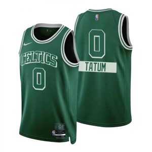 Men's Boston Admirable Celtics Jaylen Tatum #0 Nike Green 2021/22 Swingman Jersey City Edition