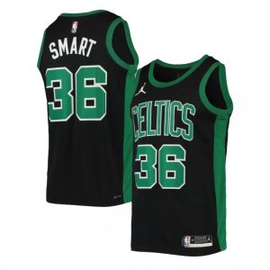 Men's Boston Celtics Marcus Smart #36 Jordan Black&Green 2020/21 Admirable Swingman Jersey Statement Edition