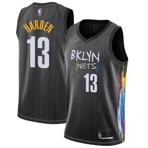 Men's Brooklyn Nets James Harden #13 Nike Black 2020/21 Swingman Jersey Captivating City Edition