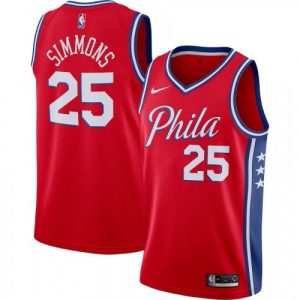 Men's Captivating Philadelphia 76ers Ben Simmons #25 Red Swingman Jersey Statement Edition