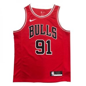 Men's Chicago Bulls Dennis Charming Rodman #91 Nike Red Swingman Jersey Icon Edition