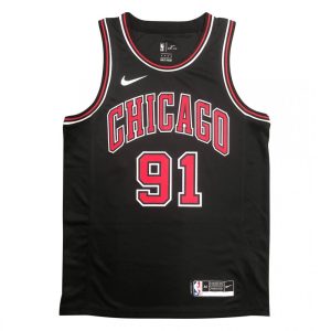 Men's Chicago Bulls Dennis Rodman #91 Nike Black Swingman Luxurious Jersey Statement Edition