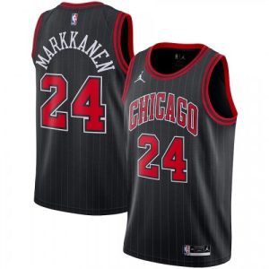 Men's Chicago Bulls Lauri Markkanen #24 Jordan Top - notch Black 2020/21 Swingman Jersey Statement Edition