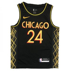 Men's Chicago Bulls Lauri Markkanen #24 Nike Black 2020/21 Swingman Jersey City Edition Superb