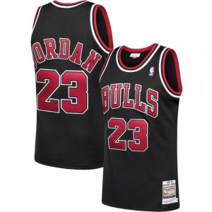 Men's Chicago Bulls Michael Jordan #23 Phenomenal Throwback Black 1997 98 Hardwood Classics Player Jersey