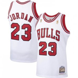 Men's Chicago Bulls Michael Jordan #23 Throwback White 1996 Gorgeous 97 Hardwood Classics Player Jersey