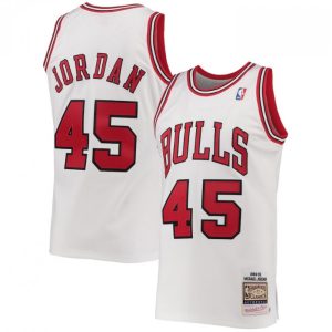 Men's Chicago Bulls Michael Jordan #45 Throwback Marvelous White 1994 95 Hardwood Classics Player Jersey