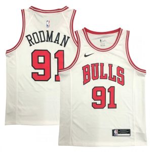 Men's Chicago Bulls Premium Dennis Rodman #91 Nike White Swingman Jersey Association Edition