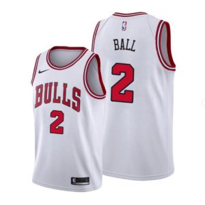Men's Chicago Bulls Stunning Lonzo Ball #2 Nike White Swingman Jersey Association Edition