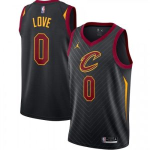 Men's Cleveland Cavaliers Kevin Love #0 Jordan Black 2020/21 Terrific Swingman Jersey Statement Edition