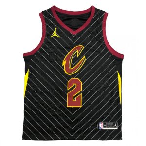 Men's Cleveland Cavaliers Kyrie Irving Outstanding #2 Jordan Black Swingman Jersey Statement Edition