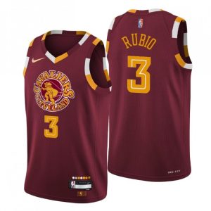 Men's Cleveland Cavaliers Ricky Rubio #3 Nike Wine 2021/22 Swingman NBA Jersey Sophisticated City Edition