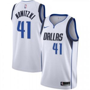 Men's Dallas Mavericks Dirk Nowitzki #41 Nike White Fantastic Swingman Jersey Association Edition