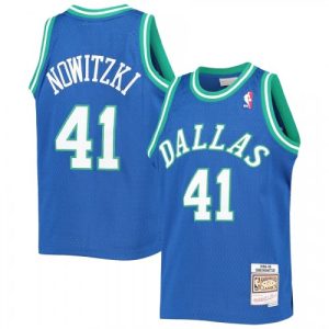 Men's Dallas Mavericks Dirk Nowitzki #41 Throwback Blue 1998 99 Hardwood Classics Prime Jersey