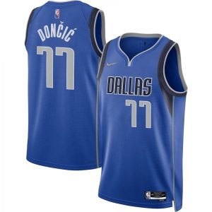 Men's Dallas Mavericks Luka Luxurious Doncic #77 Blue 2021/22 Swingman Jersey Icon Edition
