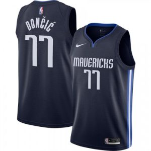 Men's Dallas Terrific Mavericks Luka Doncic #77 Navy Finished Swingman Jersey Statement Editon
