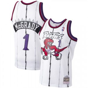 Men's Dashing Toronto Raptors Tracy McGrady #1 White 1998 99 Hardwood Classics Swingman Jersey