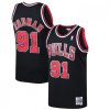 Men's Delightful Chicago Bulls Dennis Rodman #91 Throwback Black 97 98 Hardwood Classics Swingman Jersey