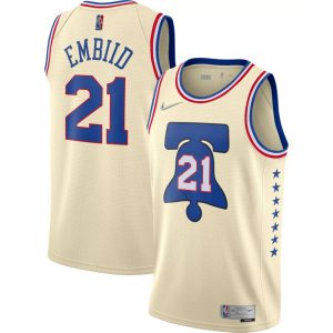 Men's Delightful Philadelphia 76ers Joel Embiid #21 Nike 2021 Swingman Jersey Earned Edition