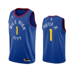 Men's Denver Nuggets Michael Porter Jr. #1 Jordan Blue 2020/21 Swingman Jersey Statement Edition Admirable