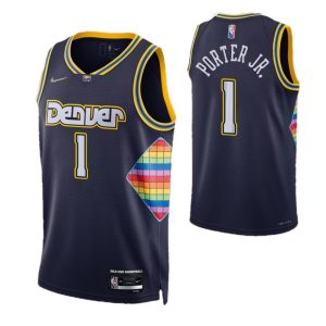 Men's Denver Nuggets Porter Jr Exceptional #1 Nike Navy 2021/22 Swingman NBA Jersey City Edition