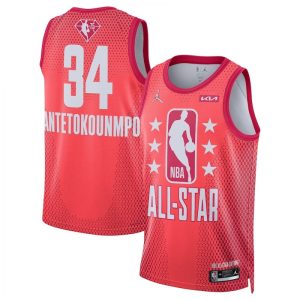 Men's Giannis Antetokounmpo #34 Jordan Brand Maroon 2022 NBA All Star Game Swingman Stunning Jersey