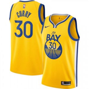 Men's Golden State Exceptional Warriors Stephen Curry #30 Nike Gold Finished Swingman Jersey Statement Edition