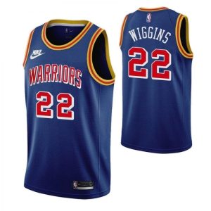 Men's Golden State Warriors Andrew Alluring Wiggins #22 Blue 2021/22 75th Anniversary Jersey Classic Edition