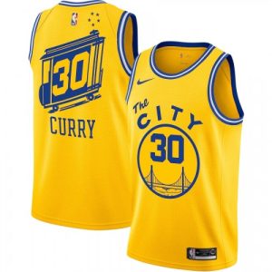 Men's Golden State Warriors Curry #30 Yellow Classics Finished Swingman Jersey Luxurious City Classic Edition