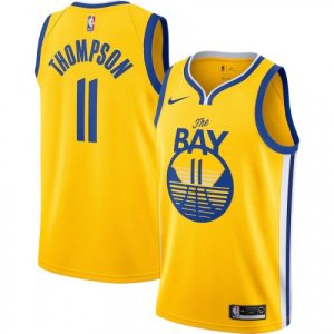 Men's Golden State Warriors Klay Thompson #11 Nike Gold Luxurious Finished Swingman Jersey Statement Edition
