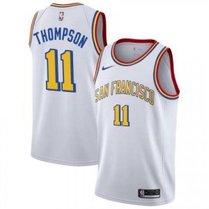 Men's Golden State Warriors Klay Thompson #11 Prime White Classics Swingman Jersey Classic Edition