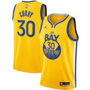 Men's Golden State Warriors Stephen Curry #30 Jordan Gold 2020/21 Swingman Jersey Statement Edition Glamorous