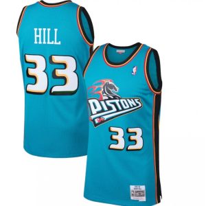 Men's Gorgeous Detroit Pistons Grant Hill #33 Throwback Blue 98 99 Hardwood Classics Swingman Jersey