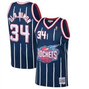 Men's Houston Rockets Hakeem Distinguished Olajuwon Throwback Navy 1996 97 Hardwood Classics Swingman Jersey