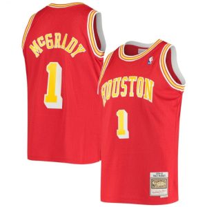 Men's Houston Rockets Tracy McGrady #1 Throwback Exceptional Red 04 05 Hardwood Classics Swingman Jersey